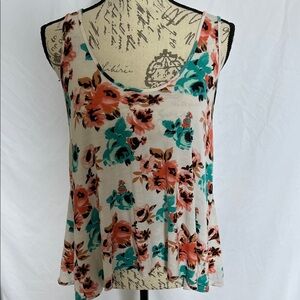 Kiwi floral open back rayon tank top large